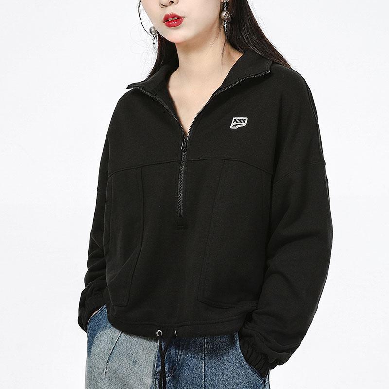 Puma Half-Zip Color Block Sweatshirt Women Sweatshirt Black 533051-01