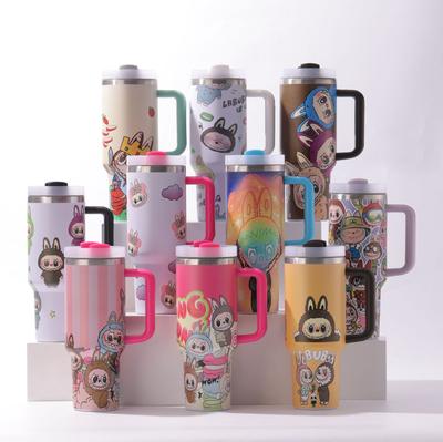 0oz Auto Tasse Thermobecher Bingba Tasse mit Henkel Gurt Strohhalm Tasse