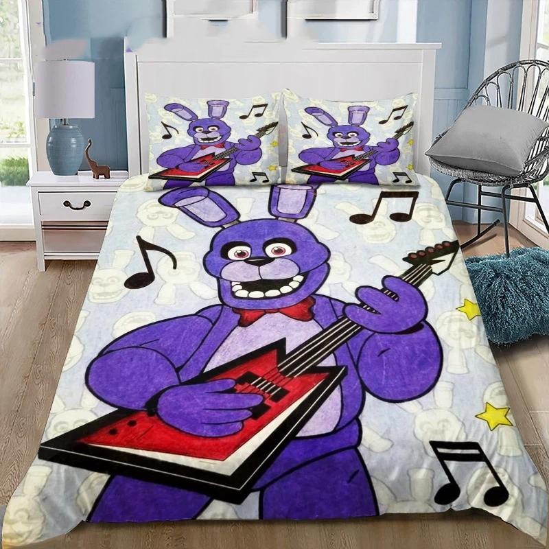 Fazbear's Pizza Freddy-Bear Print Bedding Set Cartoon Bear Duvet Cover Pillowcases Bedroom Home Bedding No Filler