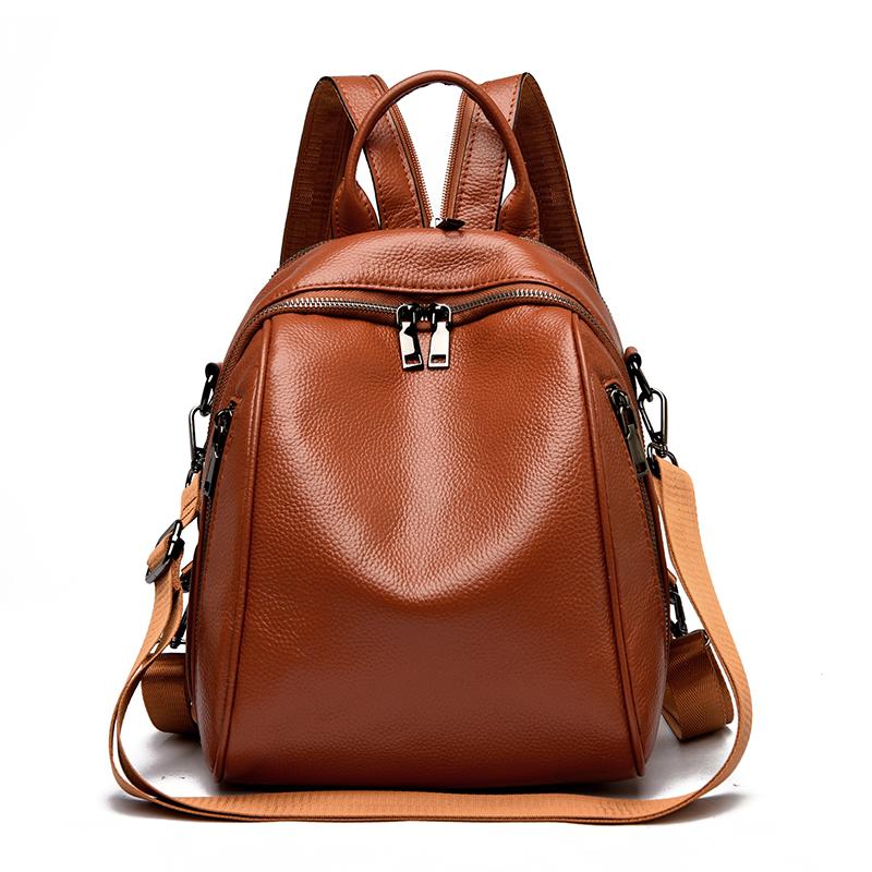 100% Genuine Cowhide Leather Women Backpacks Large Capacity School Back Pack Female Casual Travel Bagpack Cowhide for Girls Sac