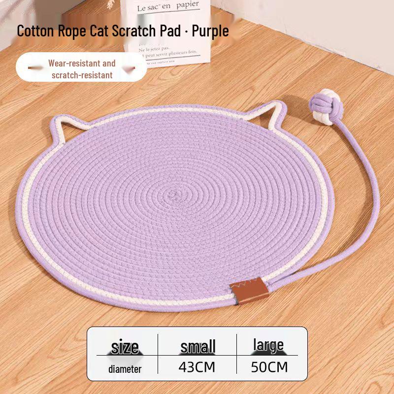 Wear-Resistant Woven Cat Scratching Mat with Self-Entertainment Ball, Cooling Mat, and Sleeping Area