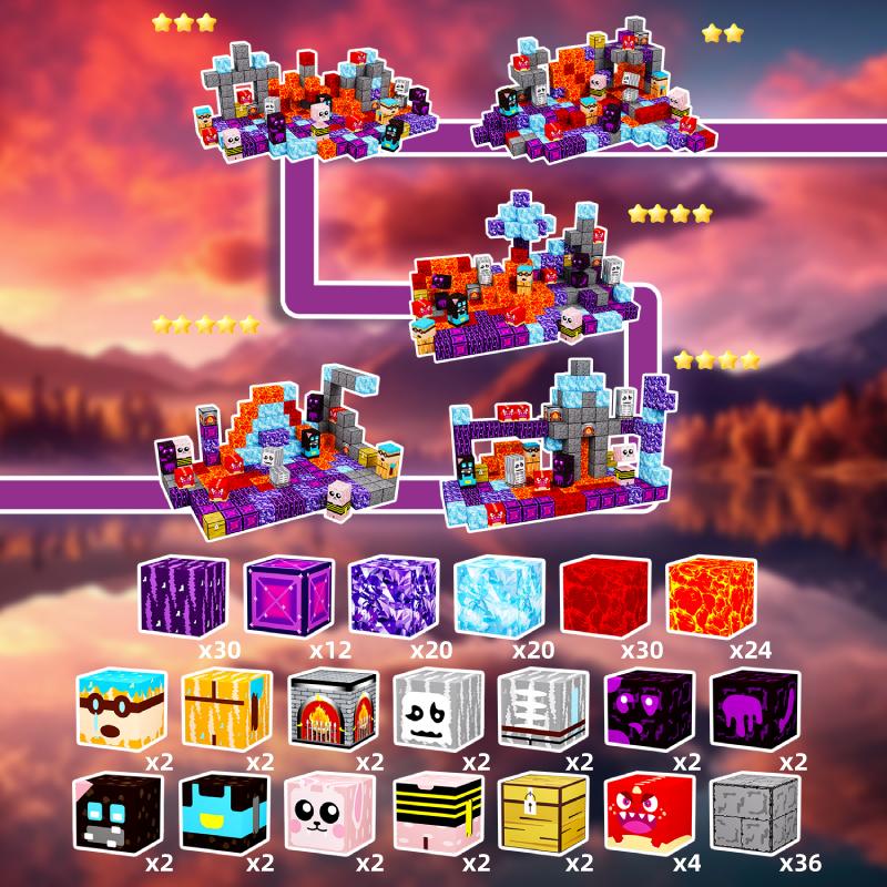 Black Lava Theme Puzzle for Boys and Girls Aged 3-6 Children's Educational Magnetic Building Blocks Toy