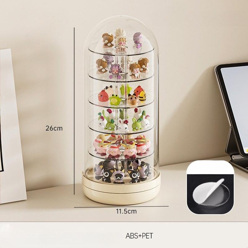 

S8E545 Transparent Rotating Blind Box Display Box - Multi-Layer Large Capacity Storage with Cover, Desktop Shelf for Hand Models білий