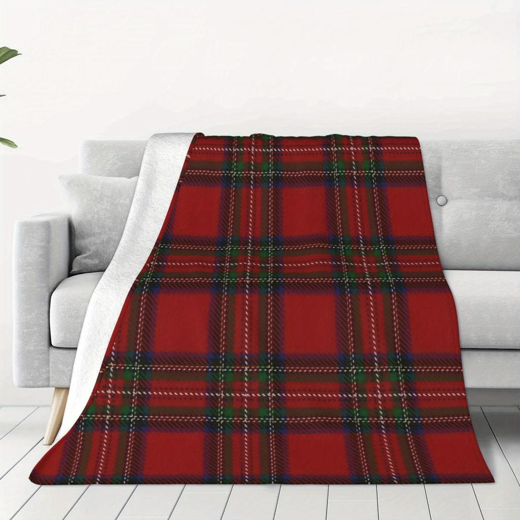 Coperta Morbida e Confortevole in Pile Flanella Stampata Tartan Scozzese per Tutte le Stagioni Adatta per Divano Letto Viaggio e Ufficio
