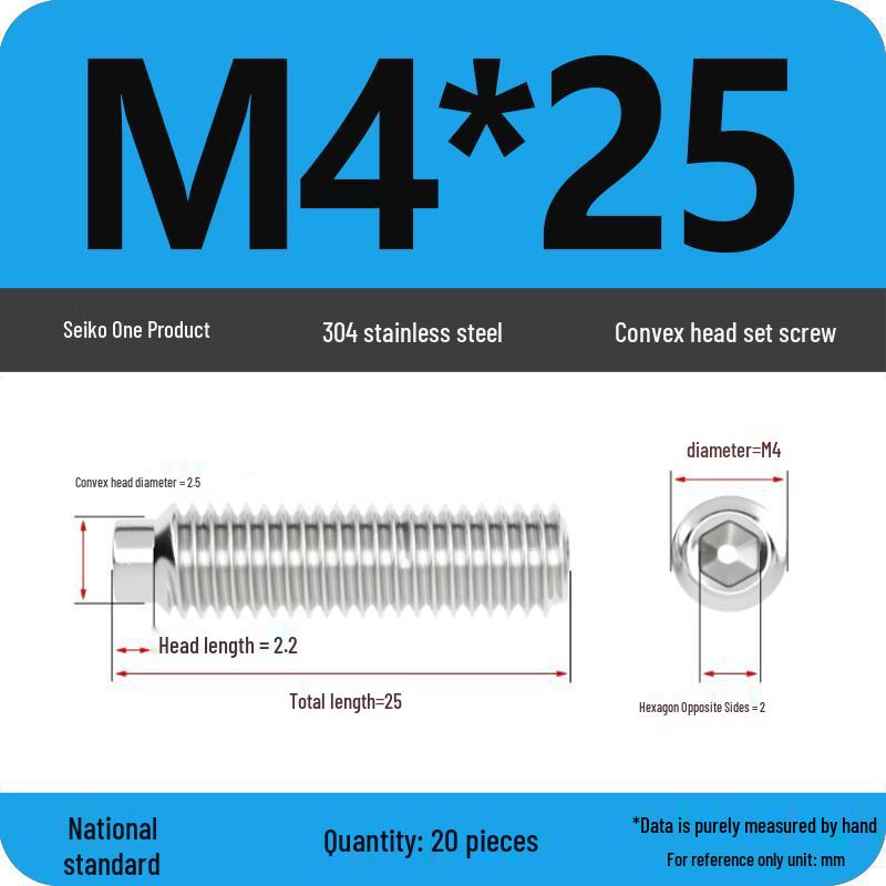 304 Stainless Steel Cup Point Grub Screw - Sizes M3 To M10
