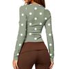 Women's Casual Long Sleeve Polka Dot Print Round Neck Slim Fit Top