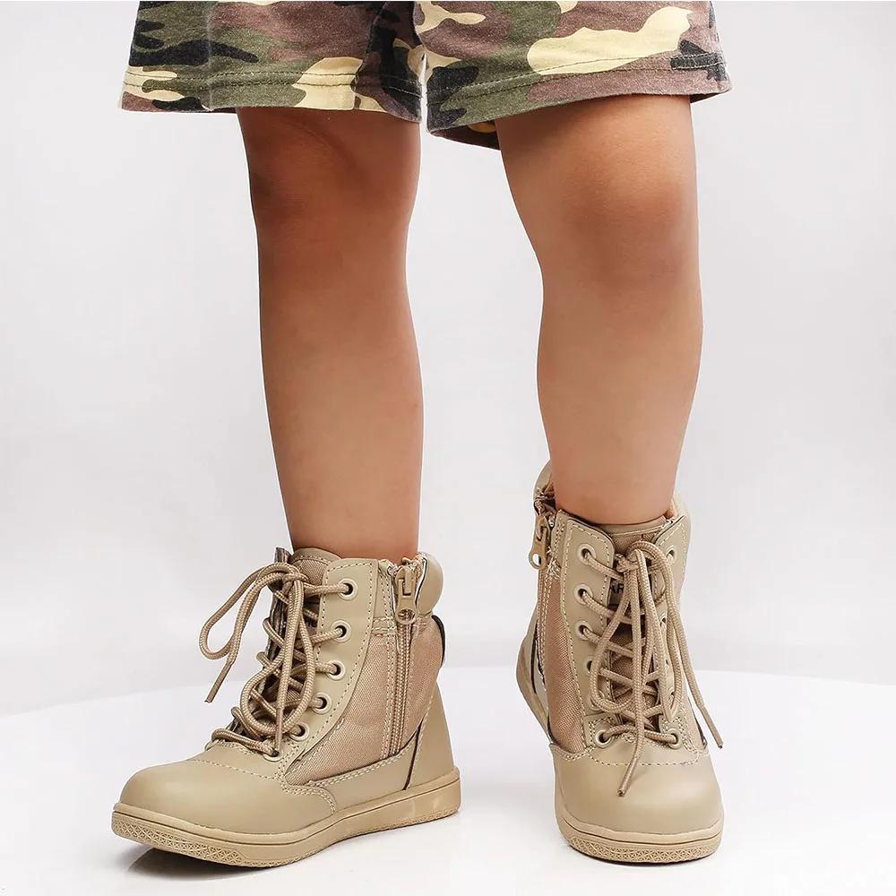 Boys Girls Summer Camp Outdoor Ankle Hiking Boots Trekking Walking Shoes Militar Work Combat Jungle Boots