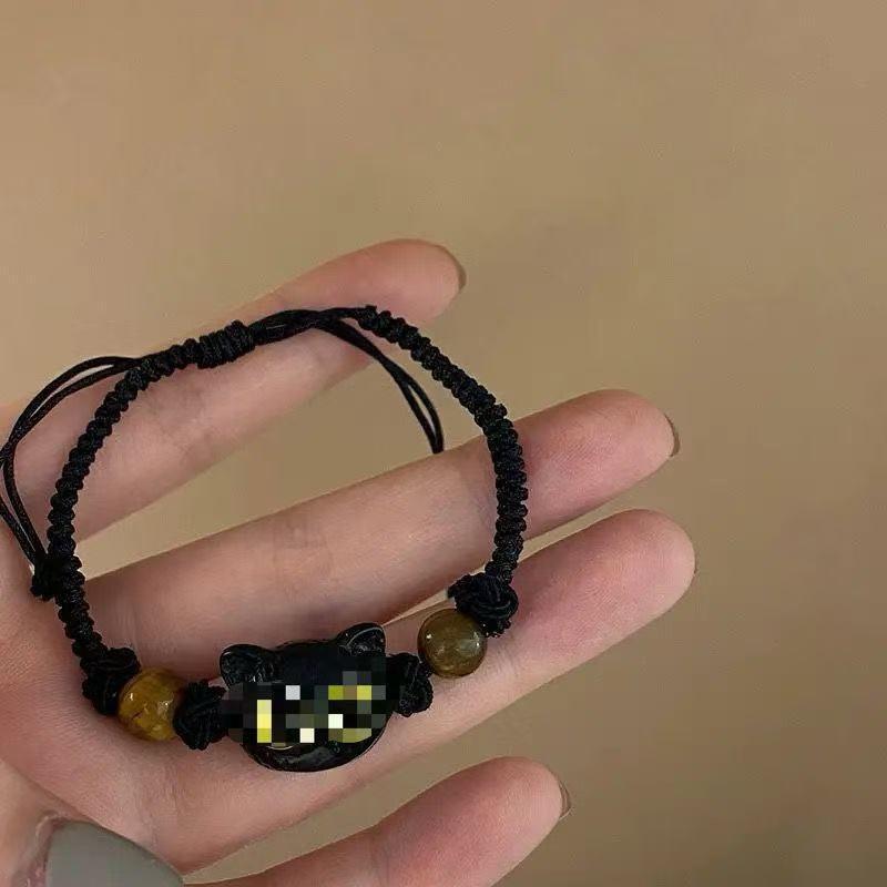 Cute Cat Chinese Style Couple Bracelet Hand Rope For Student Gift