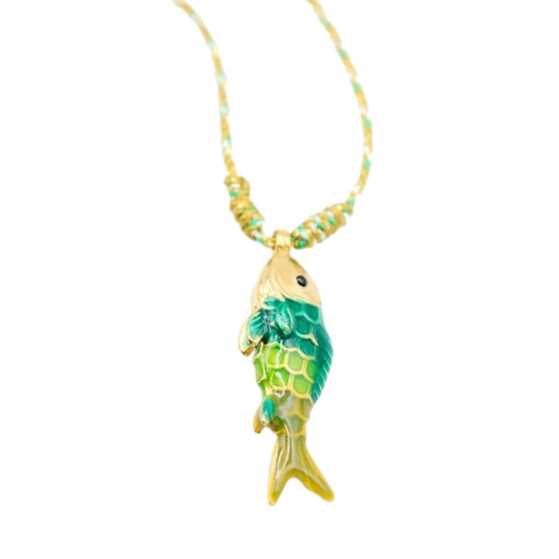 

Stainless Steel Sea Charm Clavicle Chain Fish Necklace Colorful Pendant Rope Chain Fashion Neck Accessory Gift