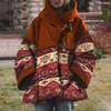 Cappotto da donna con bottoni, giacca con cappuccio a maniche lunghe stampata casual retrò