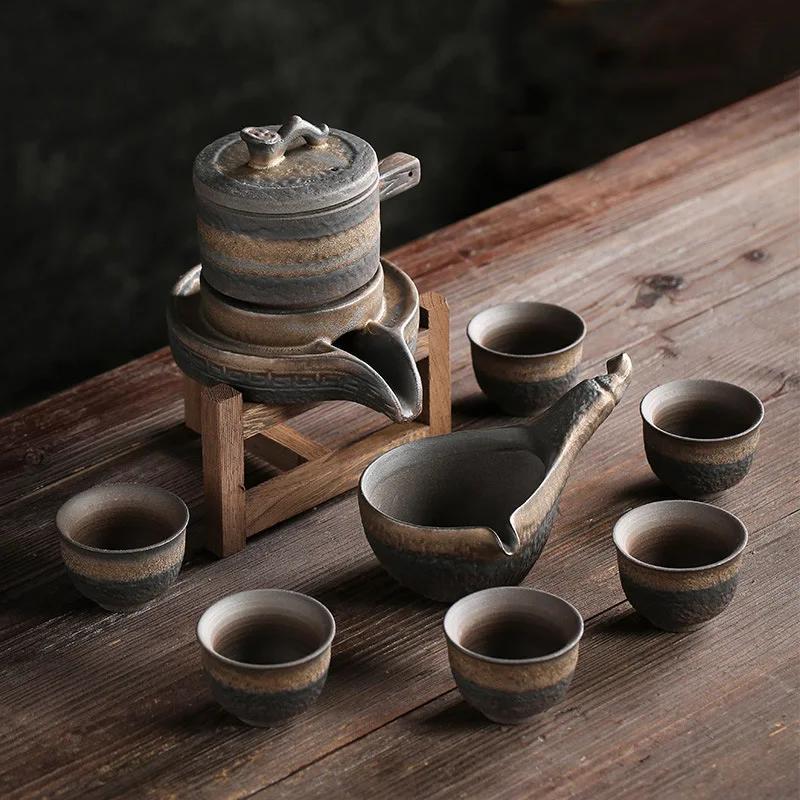 

Gilded Stone Automatic Lazy Tea Semi-Automatic Anti-Scalding Ceramic Porcelain Japanese Tea Set Kung Fu Tea Set