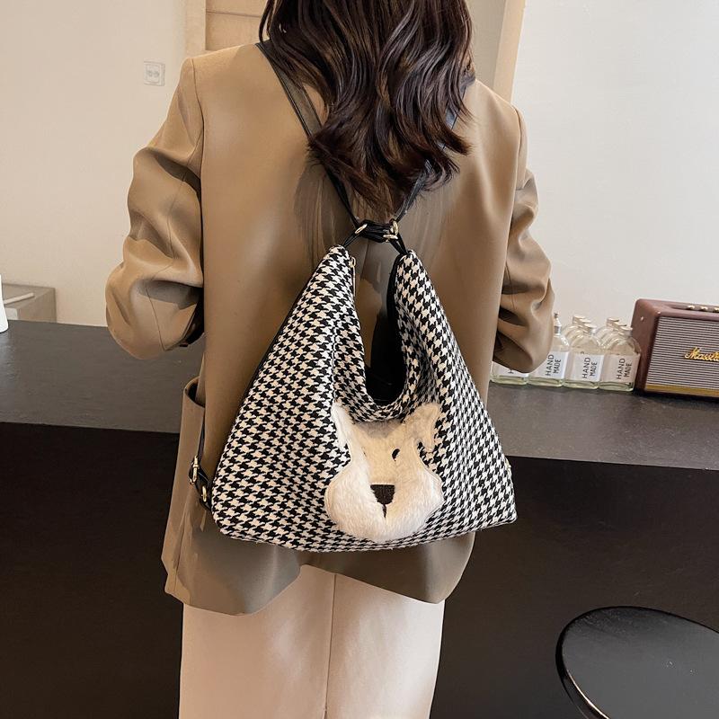 Cute Plush Puppy Tote Bag Women'S Bag Fashion Casual Large Capacity Backpack High Sense Women'S Bag