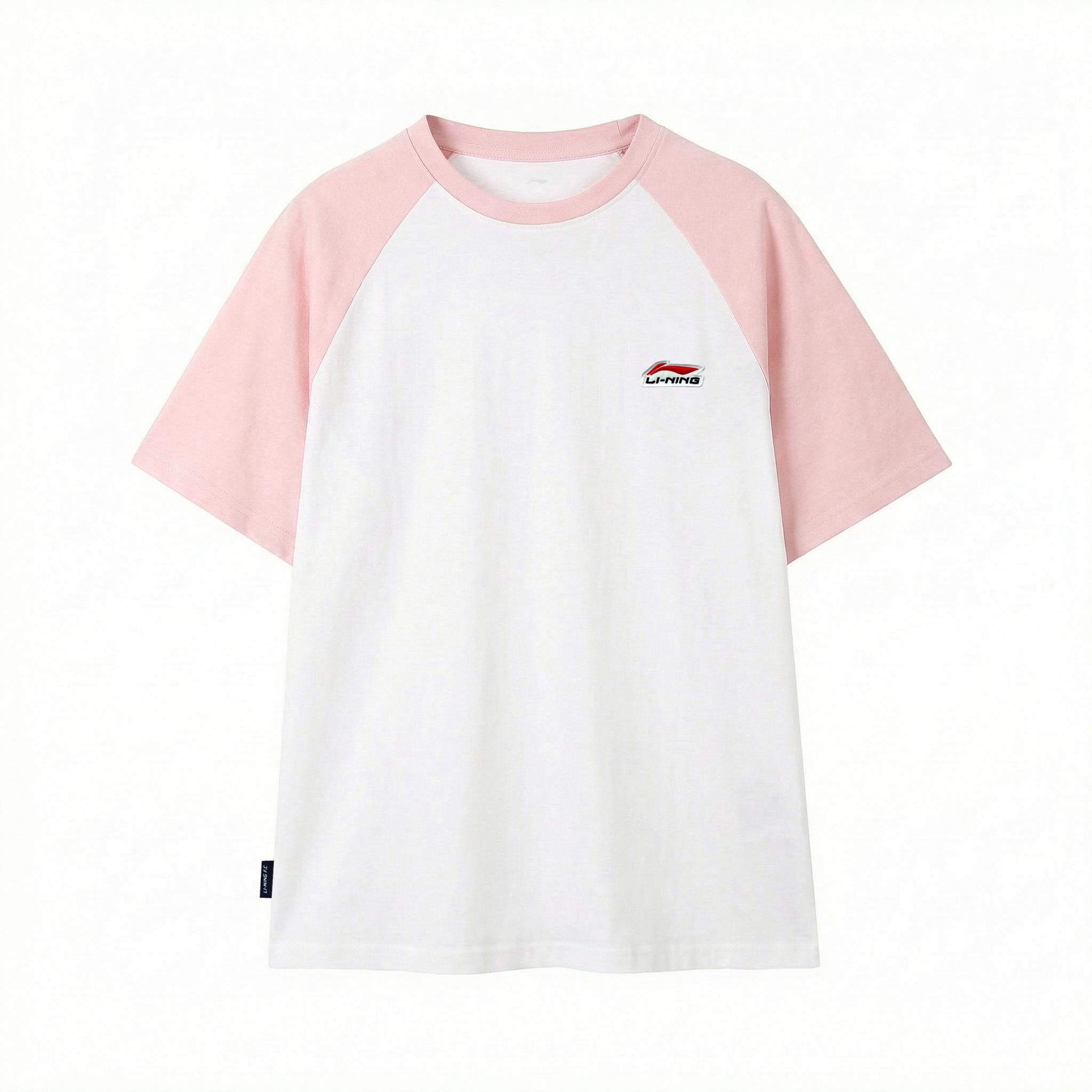 Li Ning T Shirt Unisex White Pink YHSU169-3 L