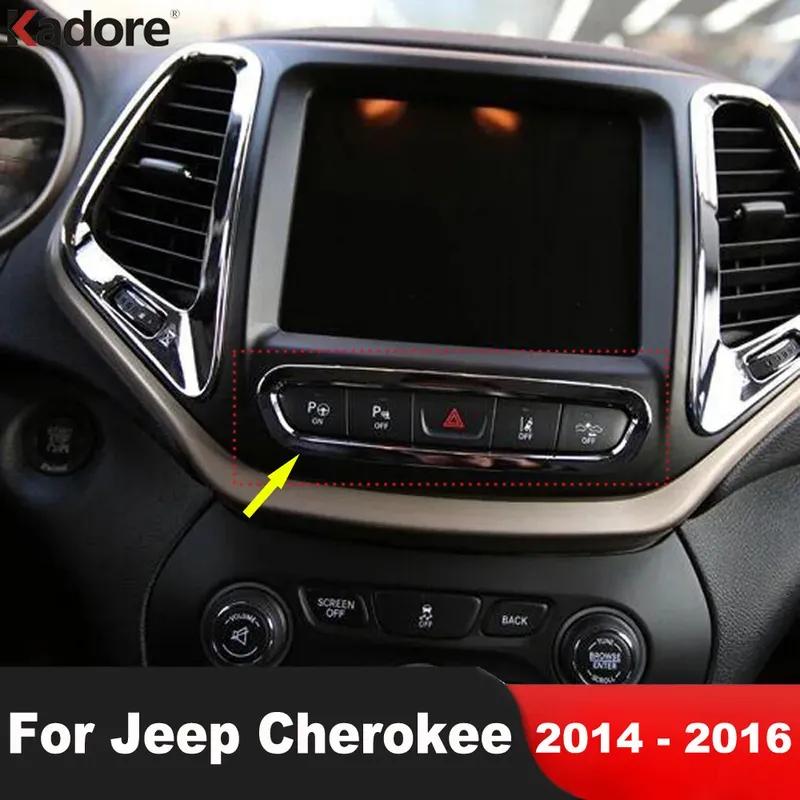 For Jeep Cherokee 2014 2015 2016 Chrome Car Front Center Air Condition AC Switch Button Panel Cover Trim Interior Accessories