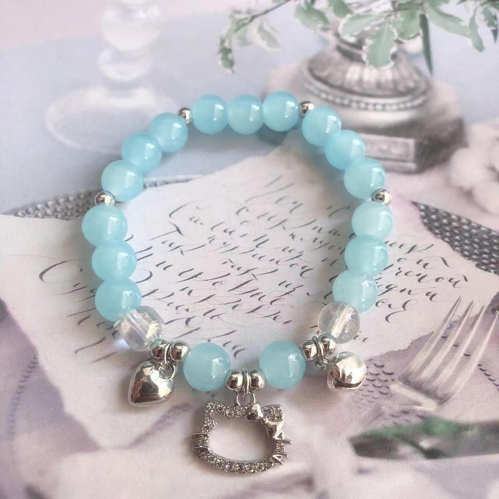 New Women's Mori Style Butterfly Glass Bracelet with Colorful Crackle Beads