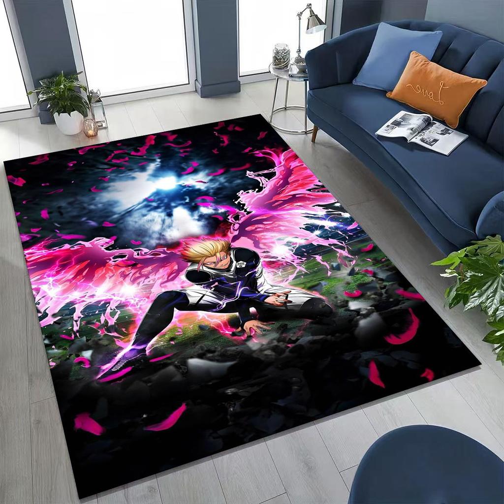 Cartoon BLUE LOCK Fußball Anime Isagi Teppich für Schlafzimmer Wohnzimmer Sofa Zuhause Fußmatte Dekor, Große Kinder Spiel Rutschfeste Bodenmatte