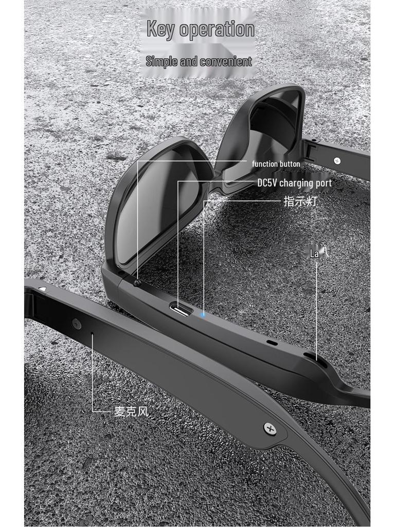 AI Smart Bluetooth Glasses: Wireless Headphones with Real-Time Translation In 100+ Languages, Music Streaming, and Call Features.