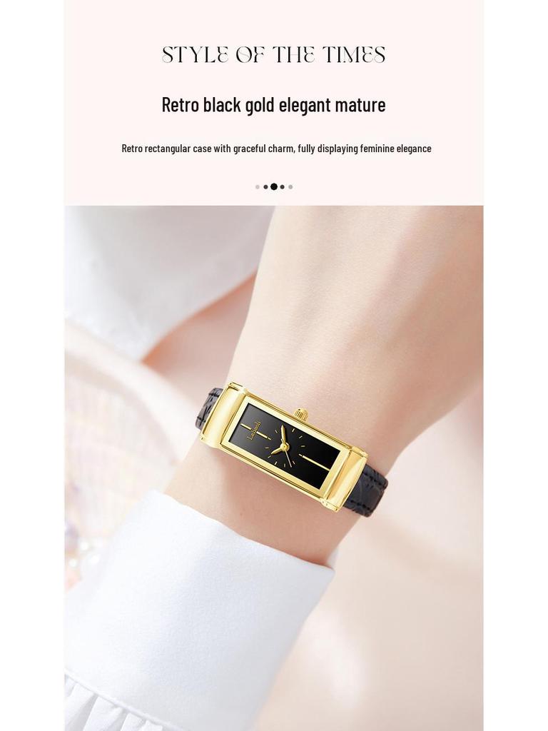 Reloj de Cuarzo Cuadrado para Mujer Laboli Estilo Retro con Correa de Cuero