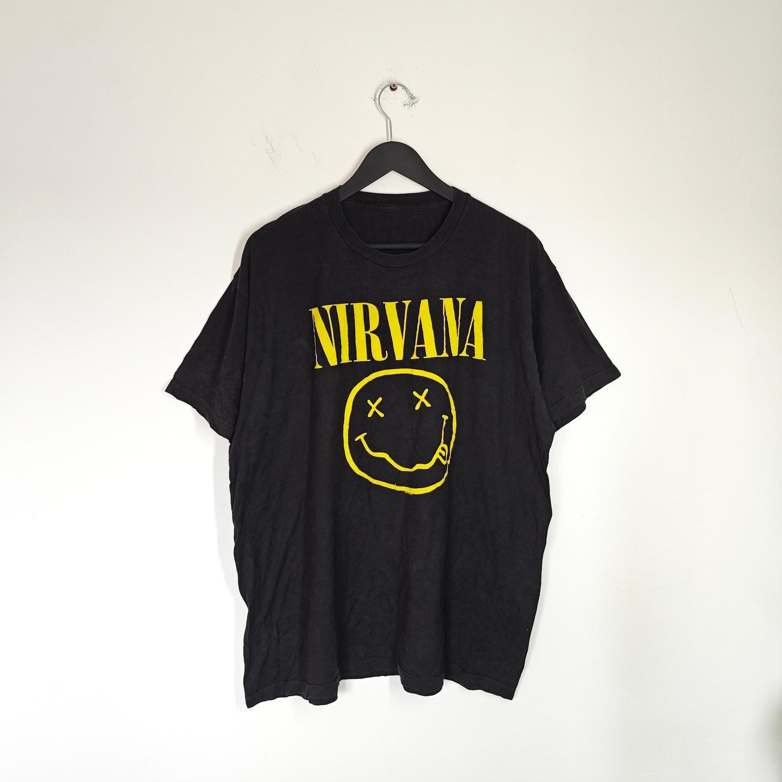 Nirvana T-Shirt Black Mens XXL Graphic Print Band Tee Classic Nirvana Face XL