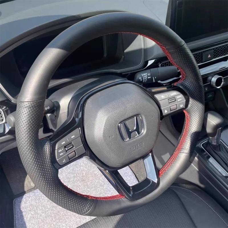 

Для Honda Civic 11 XI - Accord Ручне шиття Нековзка Чорна Шкіра Вуглецеве волокно Автомобільна Накладка на Кермо 4