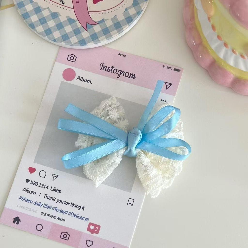 Gentle White Lace Bow Duckbill Clip for Bangs & Ponytails