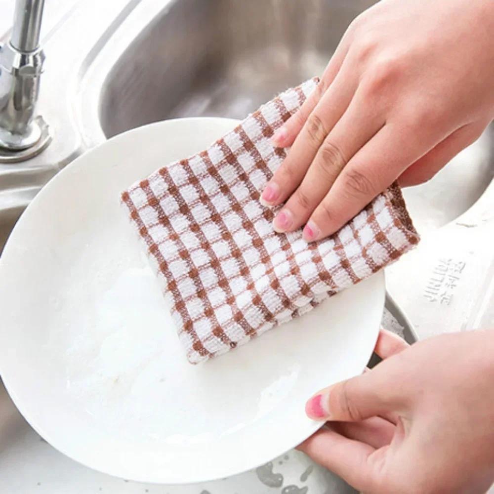 L Size Kitchen Cleaning Cloth Mesh Cotton Hand Towel Cloth Hair Oil Absorbing Towel Random Color Handkerchief Random Color