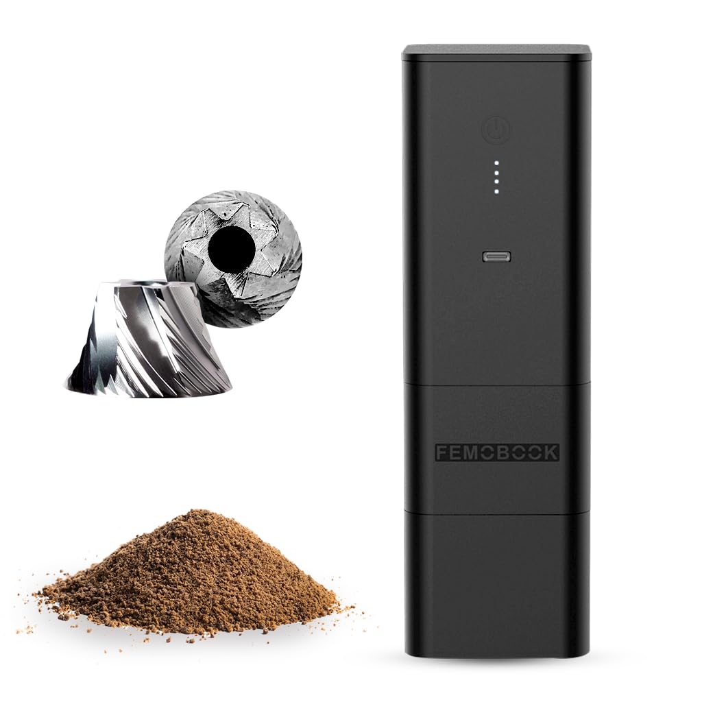

Femobook A2 Electric Coffee Grinder Mortar Style USB Rechargeable Cordless Adjustable Grind Size 120 Levels Automatic Shut-Off Disassembles for Easy