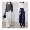 ESE-Y Women's Hemp Wide-Leg Straight Casual Pants