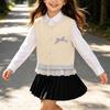 Girls' Open Front Sleeveless Vest with and Lace Trim