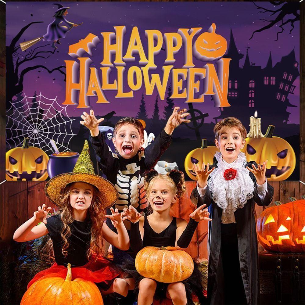 Scary Atmosphere Halloween Flag Trick Or Treat Happy Halloween Banner Multi-style   Home Decor