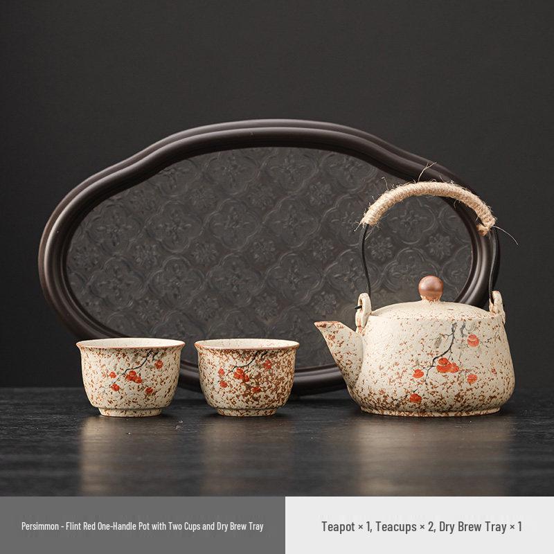 Firestone Gaiwan Tea Set: High-End Ceramic Teapot, Teacup, Handle Kettle for Home or Office Tea Brewing.