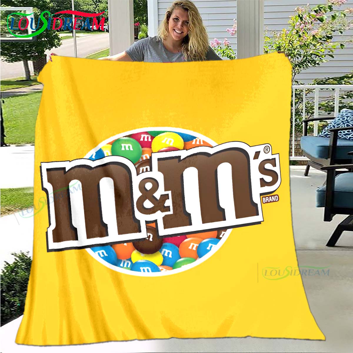 

Модна Ковдра з Візерунком Логотипу Шоколаду M&M Зірка Фланелева Тонка Ковдра Портативна для Дому Подорожей Офісу Перерви на Обід Подарунок 75x90cm