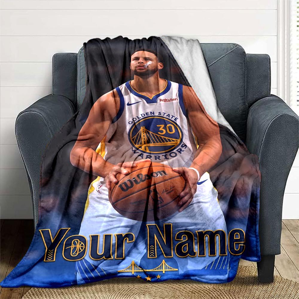Golden State Warriors Team Personalized Name Blanket Cozy Customizable Blanket Comfortable Perfect for Office Nap Living Room Home Decor