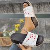 Mode Vintage Blumen Stickerei Keilpantoletten Damen Sommer Übergröße Plateau Sandalen Frau Outdoor Rutschfest Strand Pantoletten Schuhe 43