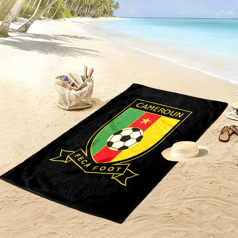 Cameroonian Football Federation Print Beach Towel, Large Soft Quick Dry Towel for Beach Camping Swimming