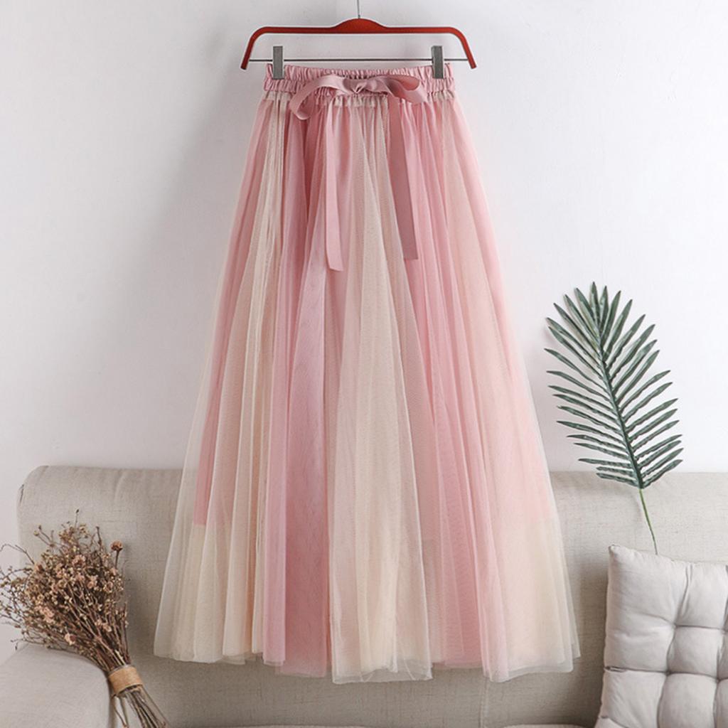 Women's Fashion Solid Color Half Skirt Party Ballet Puff Skirt Mesh Skirt