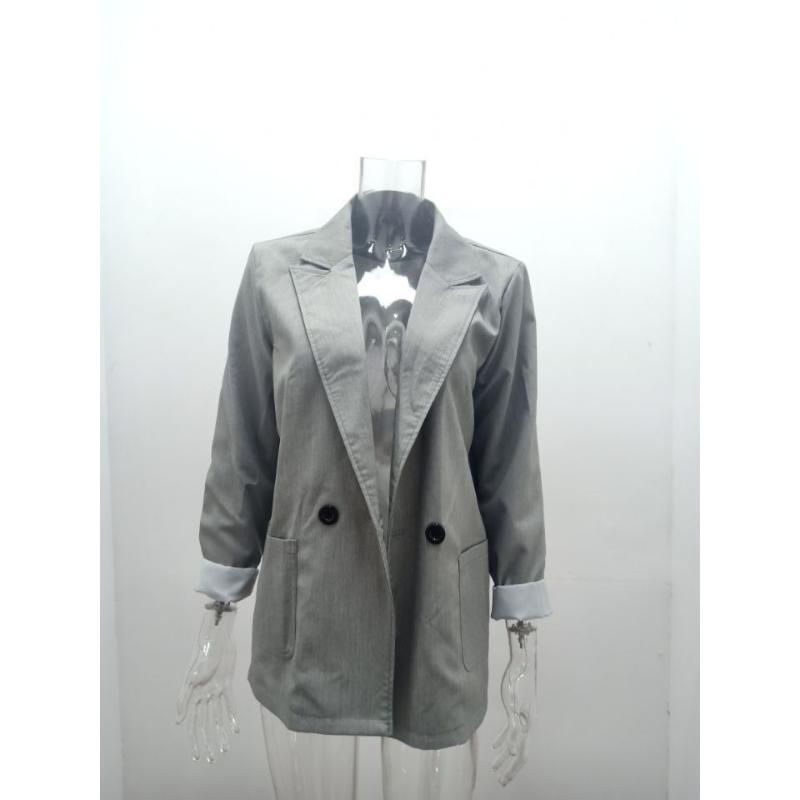 2025 Autumn Winter Women's Solid Color Blazer, Notched Lapel Long Sleeve Office Chic Jacket, Business Casual Trench Coat for Workwear