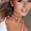 Hot Sale Fashion Punk Black Brown Leather Choker Necklace For Women Girls Geometry Round Pendant Collar Necklace Collier