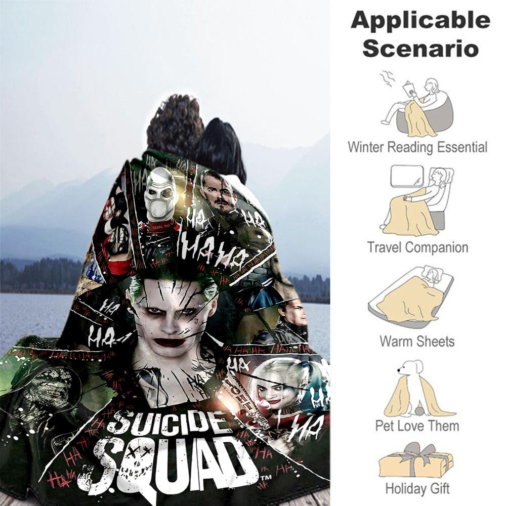 1PC Suicide Squad Outdoor Flannel Blanket Soft Plush Decor for Picnics, camping,Bedroom, Playroom, Office1229A
