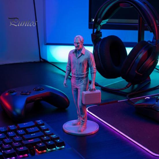 Motivational Home Office Gift Desk Businessman Statue, 3D Printed Decor for Men, Detailed Shirt Wrinkle Model Executive Figurine with Briefcase,