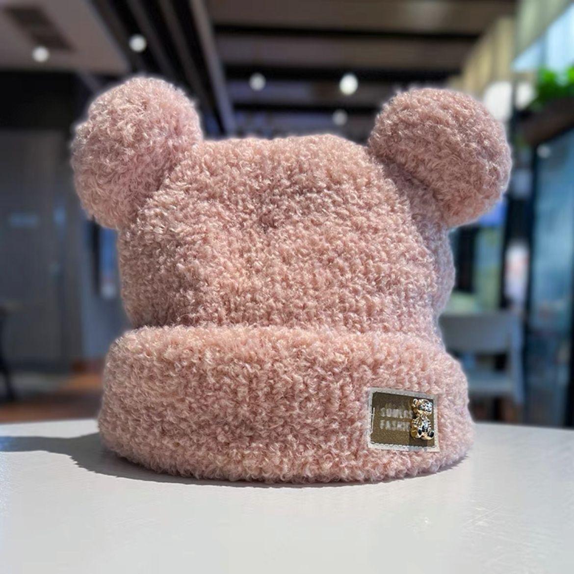 

Women’s Winter Knit Hat Fleece-Lined with Bear Ears Thickened and Warm Cute and Cozy for Fall and Winter Perfect Christmas Gift 1PC рожевий