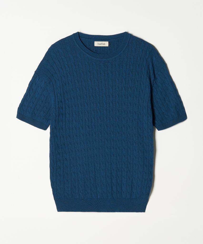 TRADCLUB Cable Round Short Sleeve Knit 7 Colors (Type A)