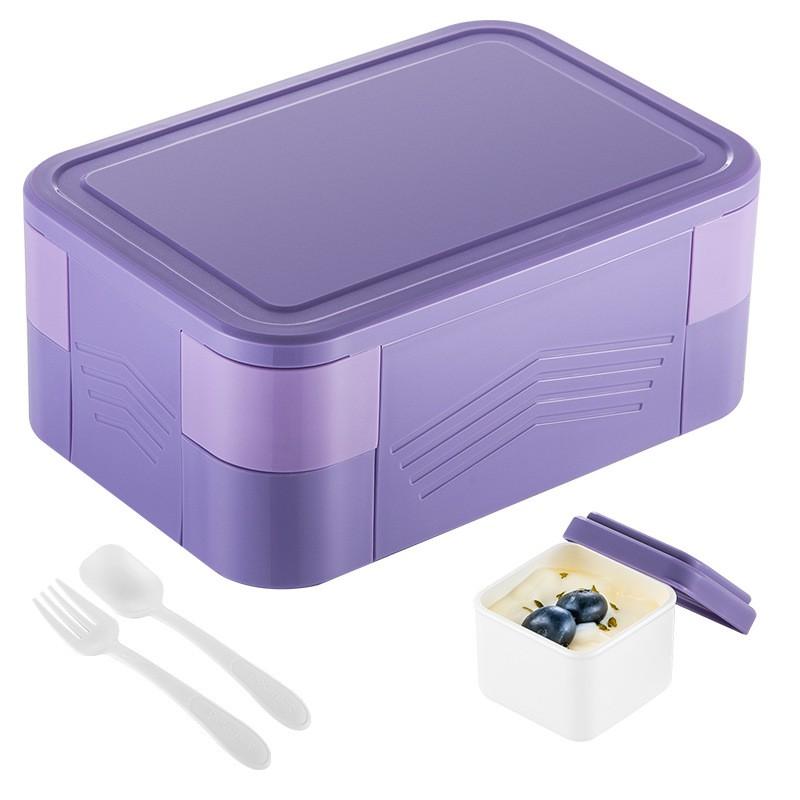 BPA-Free Plastic Bento Box Kids Adults Microwave-Safe Leakproof Lunch Container Double-Layer Food Storage In 9 Colors