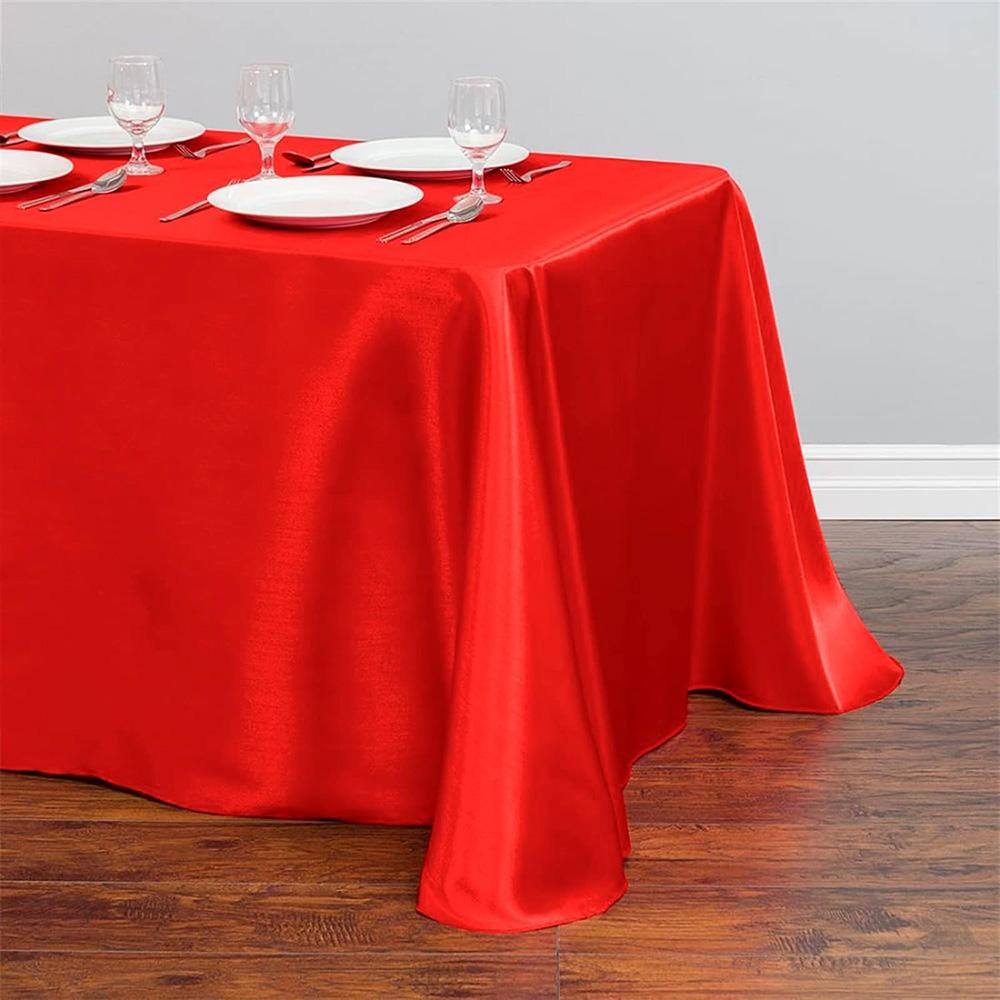 6 Stück Satin-Tischdecke Unifarbe Längsschnitt Rechteck 58 x 108 Zoll Glatte Überlage Tischdecke für Hochzeitsparty Restaurant Bankett