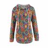 Long Sleeve Shirts For Women Lightweight Crewneck Loose Casual Print Hooded Draw Rope Pullover Tops