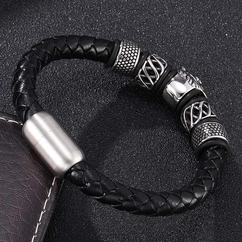 Fashion Classic Lion Head Buckle Leather Bracelet for Men Casual Punk Jewelry Gift