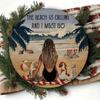 Vintage Metal Tin Sign Beach Is Calling Me Round Wall Decor for Kitchen Home