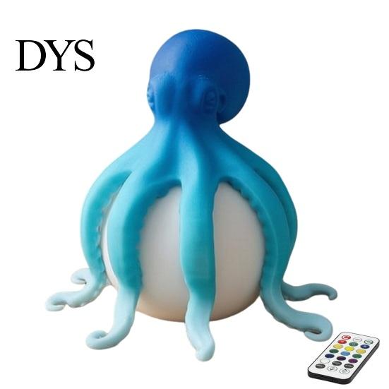 Dimmable Bedside Nightlight 3D Printed Octopus Night Light, Creative Table Lamp with Remote Control, 7 Color RGB Gradient Sleep LED for Kids Bedroom &