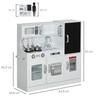 Pretend Play Kitchen, Kids Kitchen Playset, with Toy Phone, Chalkboard, Microwave, Cooking Stove, Sink, White