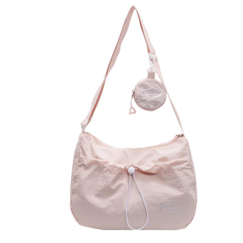 Korean Style Large Capacity Canvas Tote Bag - 2025 Autumn Pleated Niche Shoulder Crossbody Bag
